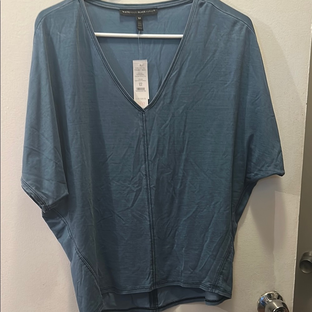 Women's Blue V-Neck Top